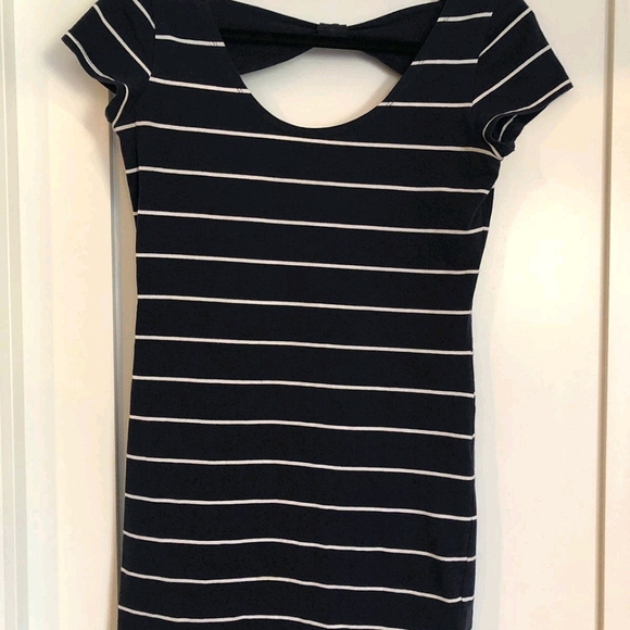 Striped Navy Mini Dress - Picture 1 of 5